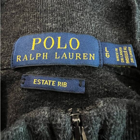 Polo Ralph Lauren Estate Rib Sweater in Marled Gray w/Partial Zipper Size Large - Picture 5 of 5